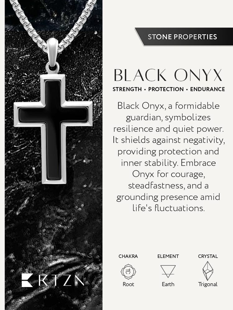 Black Onyx Cross Pendant Necklace