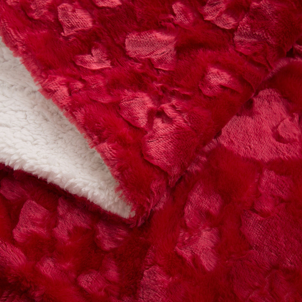 DaDa Bedding Luxury Romantic Red Lovely Hearts Dreamy Plush Faux Fur Throw Blanket (19)