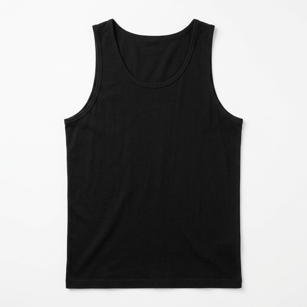 Sample black tank top on a white background