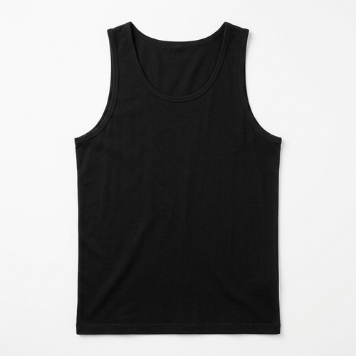 Sample black tank top on a white background